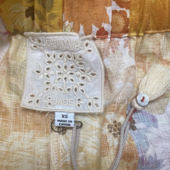 JOHNNY WAS -$130 Sherrie Jade  Linen Easy Short Elastic Waist Tie Floral XS NEW! - Picture 6 of 7